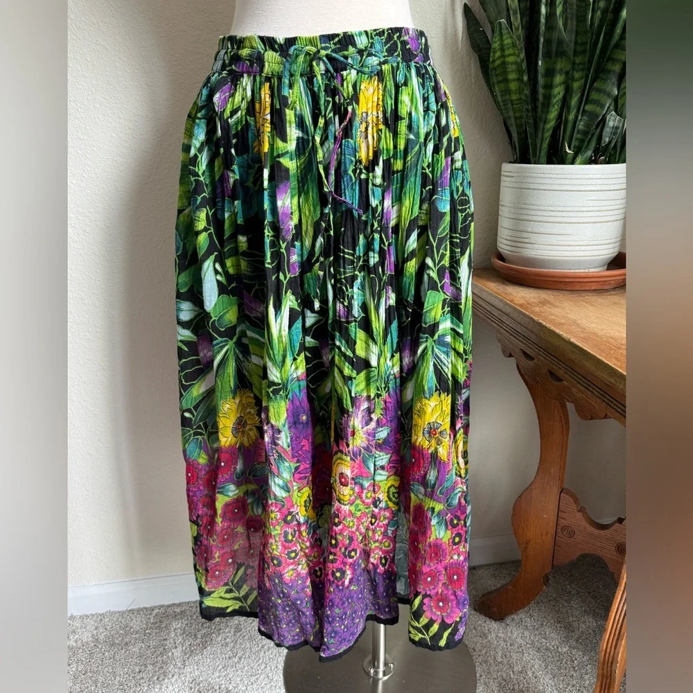 Vintage‎ Boho Floral Skirt – Crinkle India Cotton Indie Sleaze festival